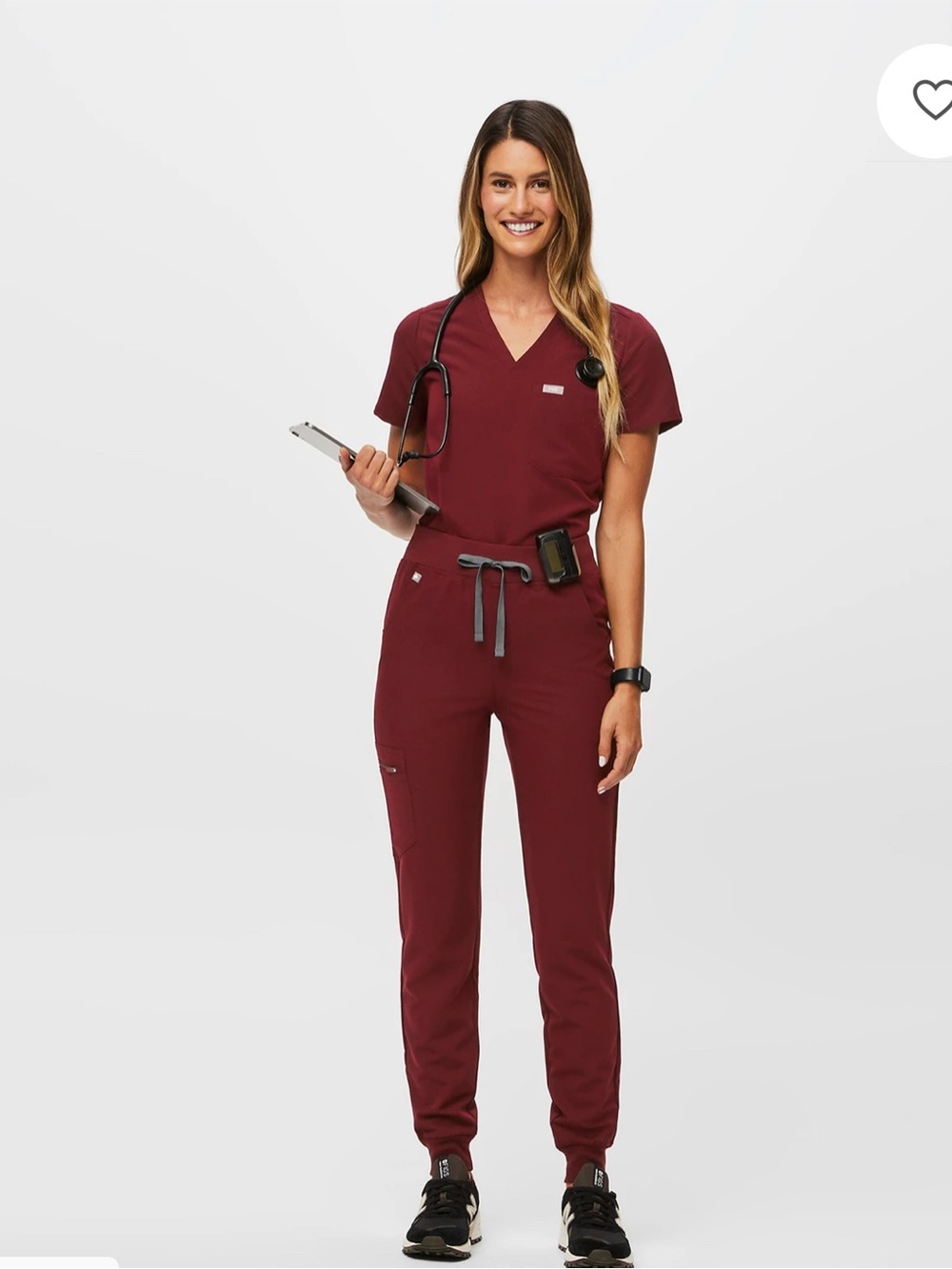 Figs Zamora Jogger Scrub Set in Burgundy: Medium Tall